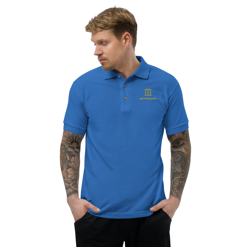 GovShop Logo Embroidered Blue Polo Shirt